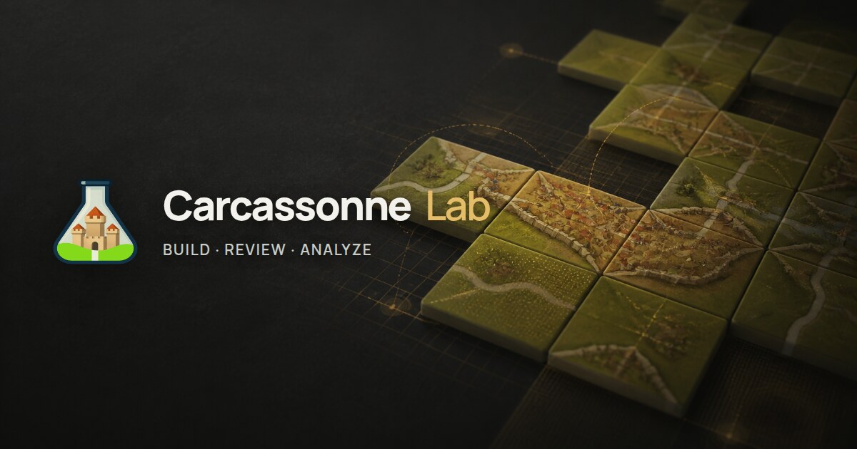 Carcassonne Lab logo beside an analyzed landscape tile layout